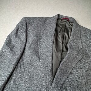 Vintage Wool Herringbone Blazer Menswear Or Oversized Women's Chic Jacket Sz 42L